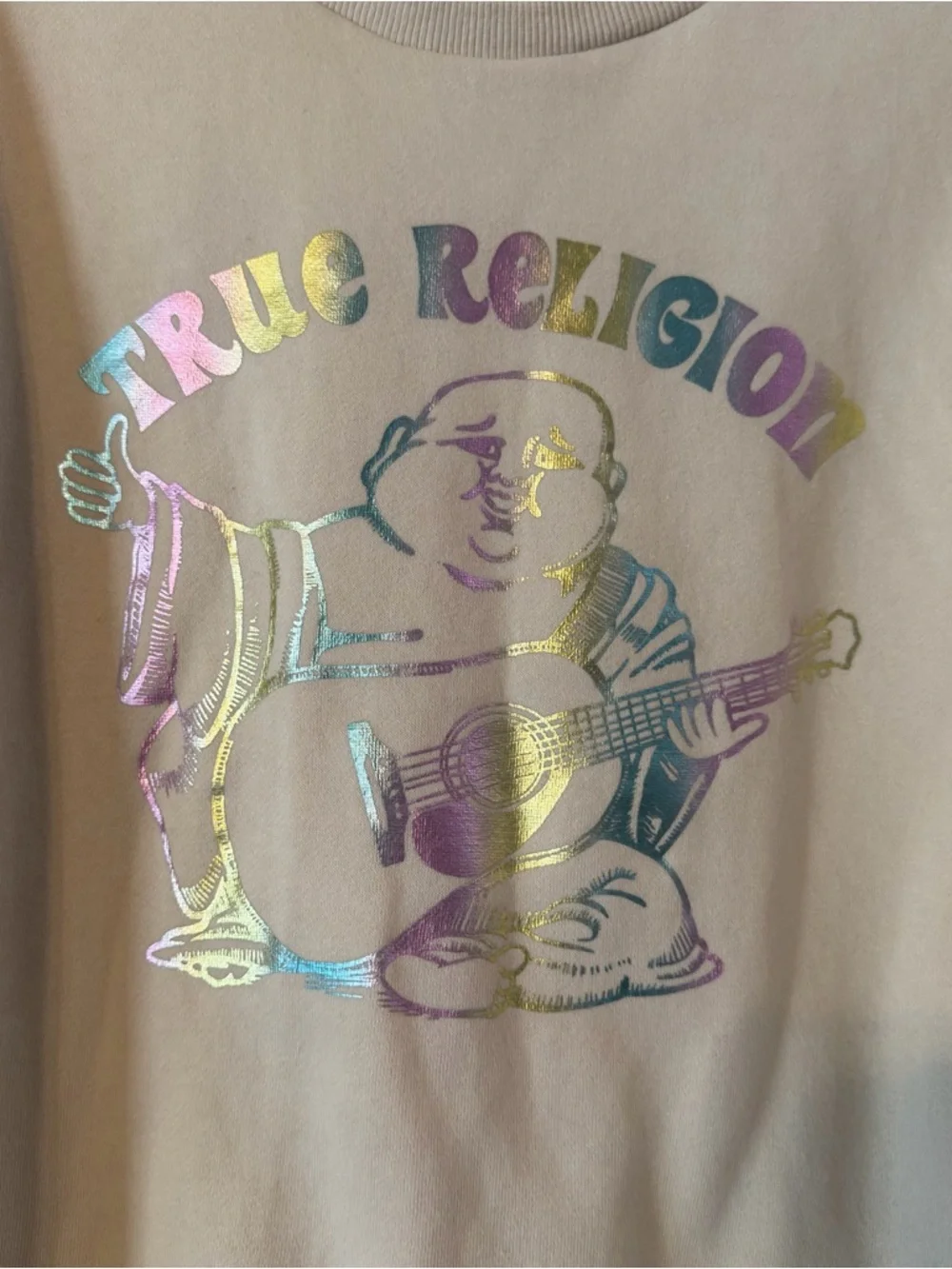 True Religion Crewneck Sweatshirt Iridescent Buddha  - Size L